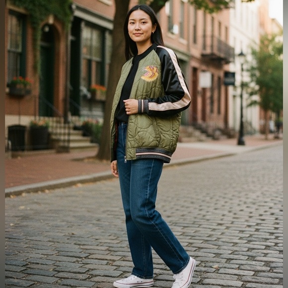 Scotch & Soda Maison Scotch Women’s Silk Souvenir Bomber Jacket Embroidered - Picture 6 of 17